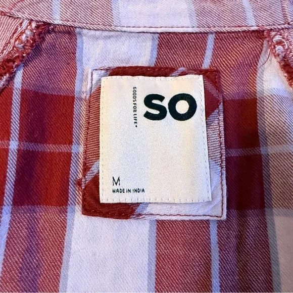 SO | Maroon and White Plaid Shirt - Picture 7 of 9